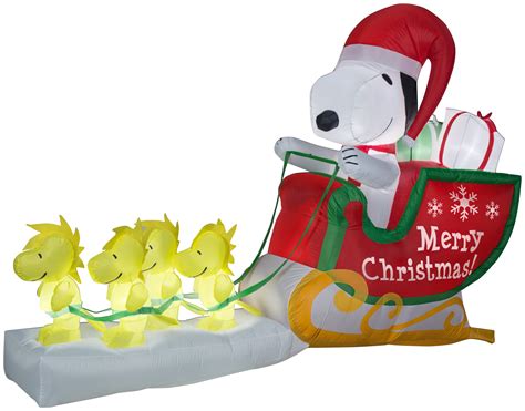 Gemmy Airblown Inflatable Snoopy as Red Barron and Woodstock on Doghouse with Pumpkin - Indoor Outdoor Holiday Yard Decoration, 3. . Peanuts christmas inflatables